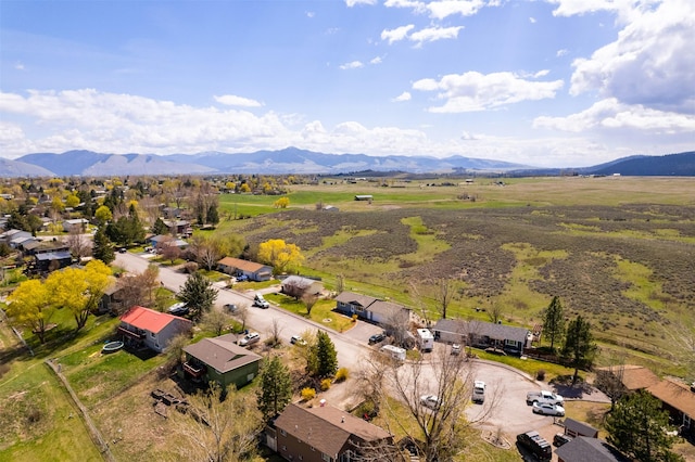 aerial view featuring a residential view and a mountain view