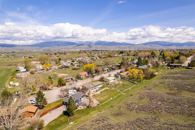 birds eye view of property featuring a residential view and a mountain view