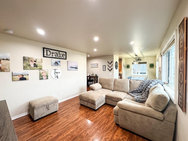8626 Snapdragon Dr, Missoula, MT 59808 - living area with dark wood-style floors and recessed lighting