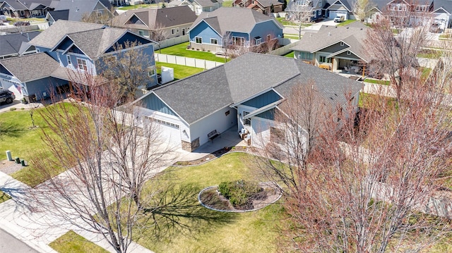drone / aerial view with a residential view