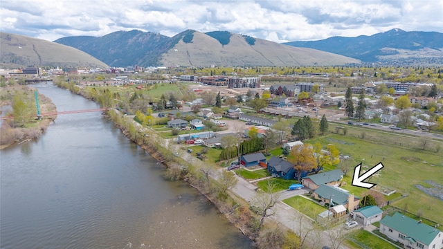 1317 River Rd, Missoula, MT 59801 - aerial overview of property's location with a water and mountain view