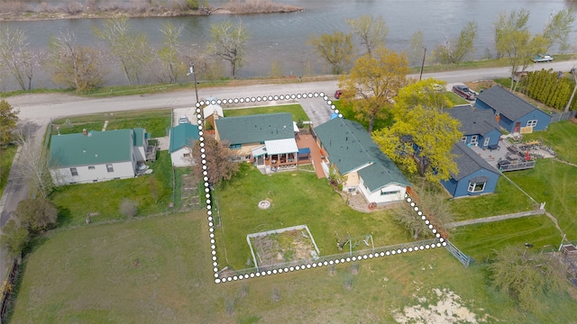 bird's eye view featuring a water view