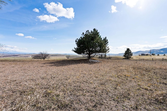 view of yard with a rural view and a mountain view