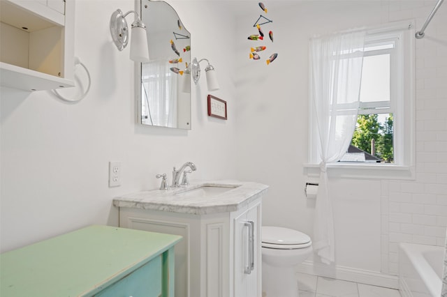 full bathroom featuring vanity and toilet