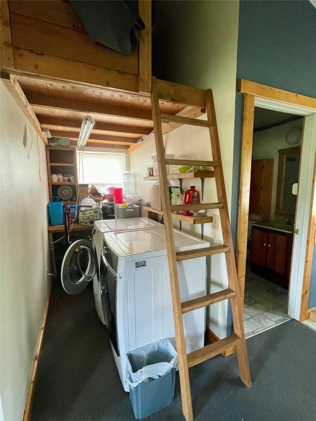 interior space featuring washing machine and dryer