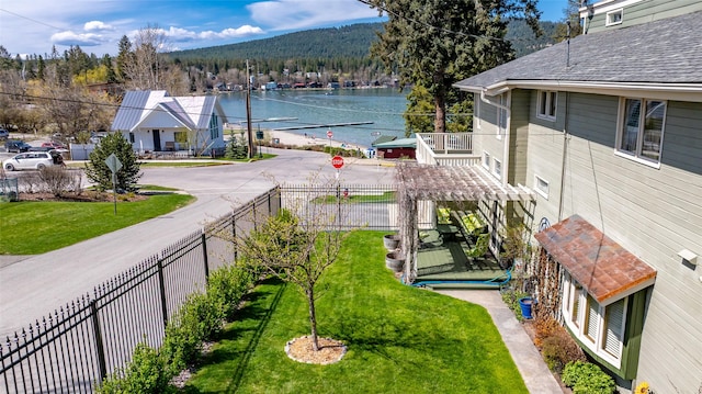 view of water feature featuring a fenced backyard