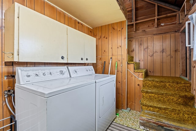 226 S Davis St, Missoula, MT 59801 - laundry area with washing machine and dryer and wood walls