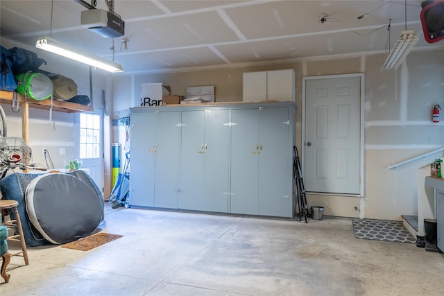 garage with a garage door opener