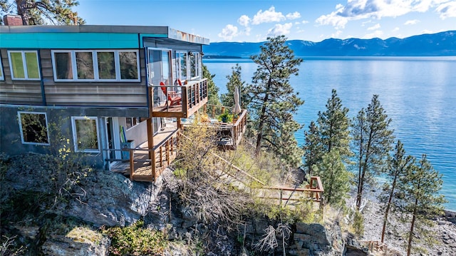 exterior space featuring a mountain view