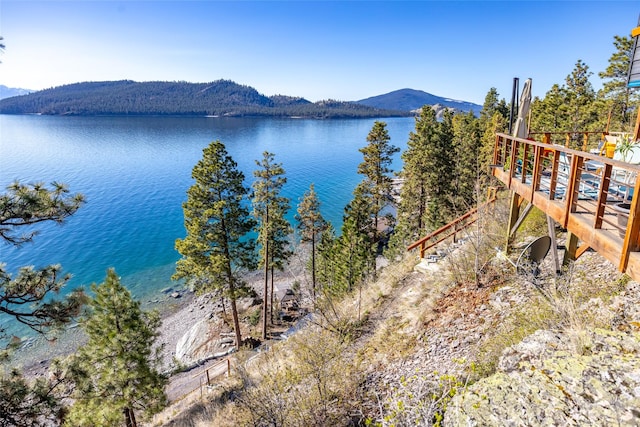 property view of water featuring a mountain view