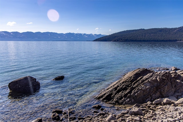 view of water feature with a mountain view