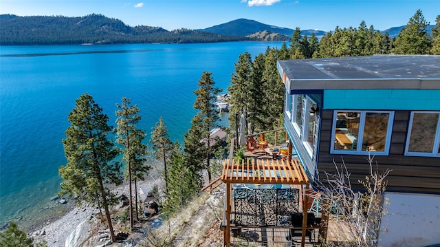 exterior space featuring a mountain view