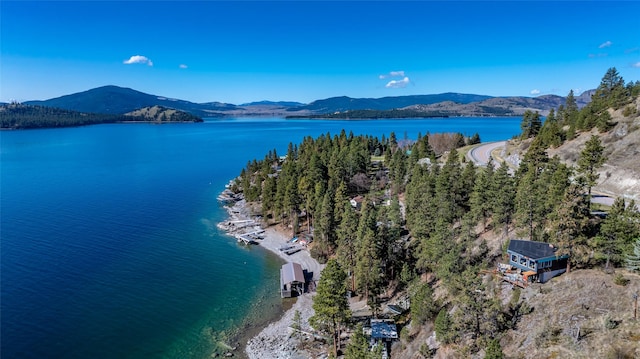 aerial view with a water and mountain view