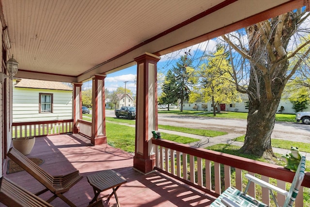 deck featuring a porch