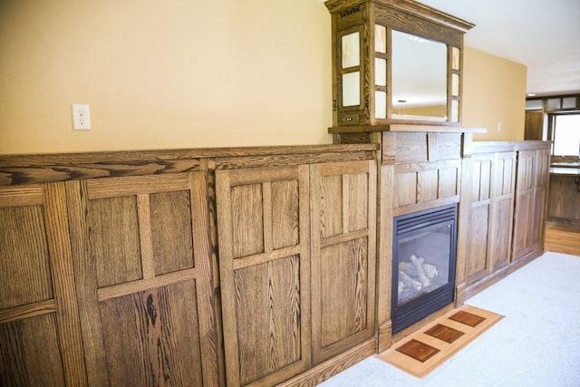 room details with a tiled fireplace