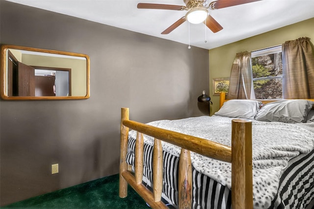 17 S Main St, Neihart, MT 59465 - carpeted bedroom featuring a ceiling fan and refrigerator