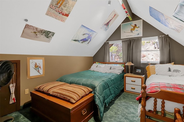 17 S Main St, Neihart, MT 59465 - carpeted bedroom with vaulted ceiling with beams
