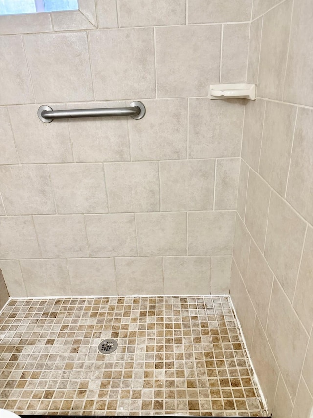 bathroom with a tile shower