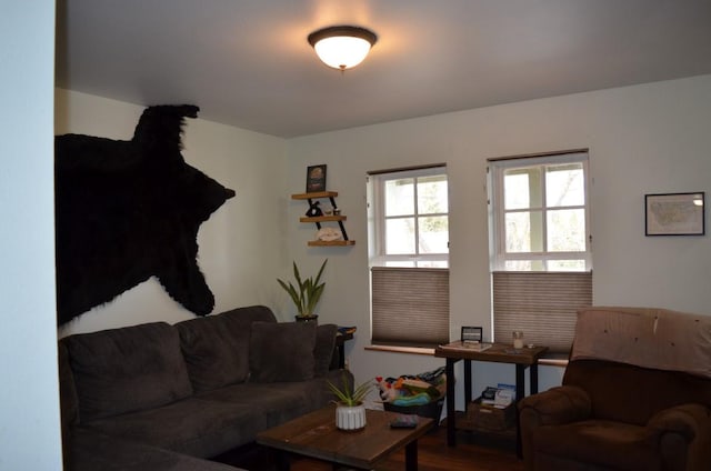 living area with wood finished floors