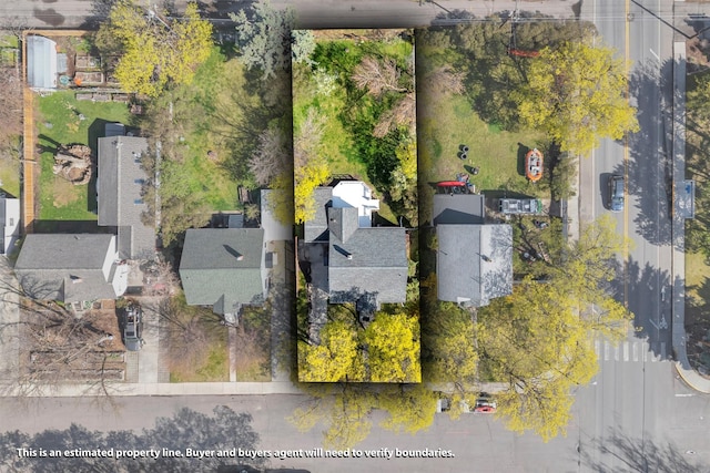 drone / aerial view with a residential view