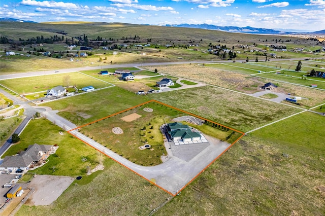 drone / aerial view with a mountain view