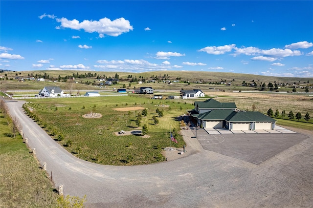 aerial view with a rural view