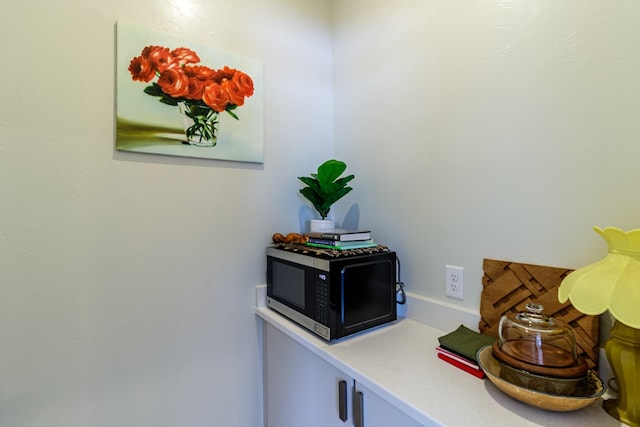 details with stainless steel microwave