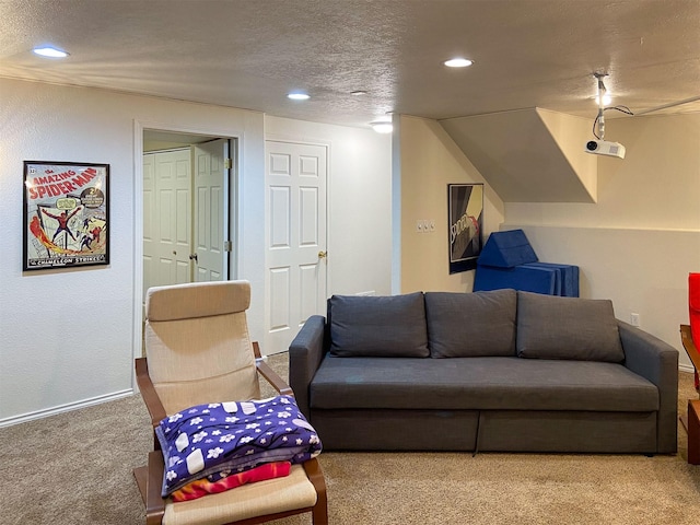 329 35th Ave NE, Great Falls, MT 59404 - carpeted living room with recessed lighting and a textured ceiling