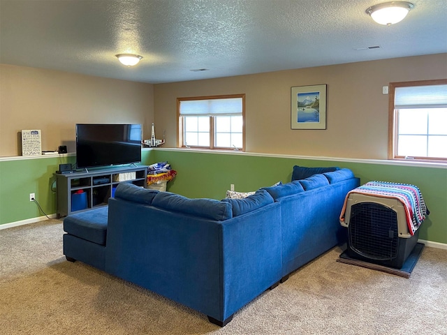329 35th Ave NE, Great Falls, MT 59404 - living area with carpet flooring and a textured ceiling