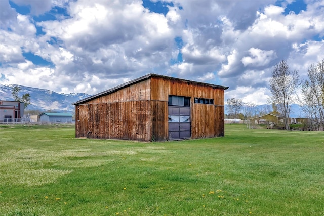 view of outdoor structure featuring an outdoor structure and a mountain view