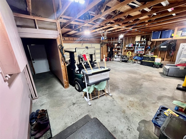 view of unfinished basement