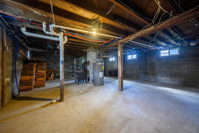 below grade area with water heater