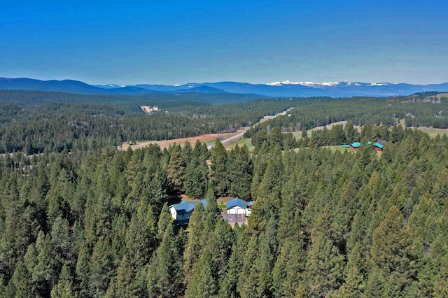 261 Green Briar Trl, Eureka, MT 59917 - birds eye view of property featuring a forest view and a mountain view