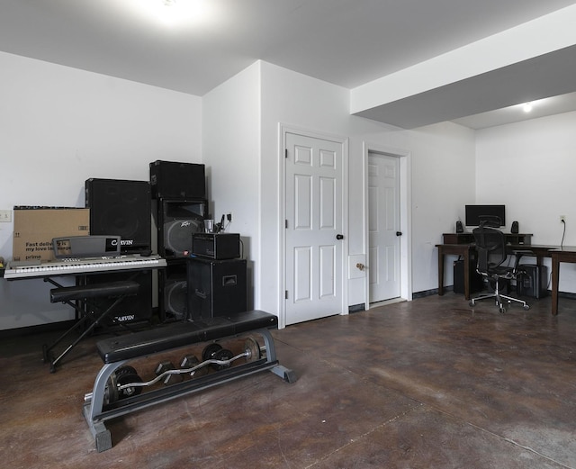 office area with finished concrete flooring