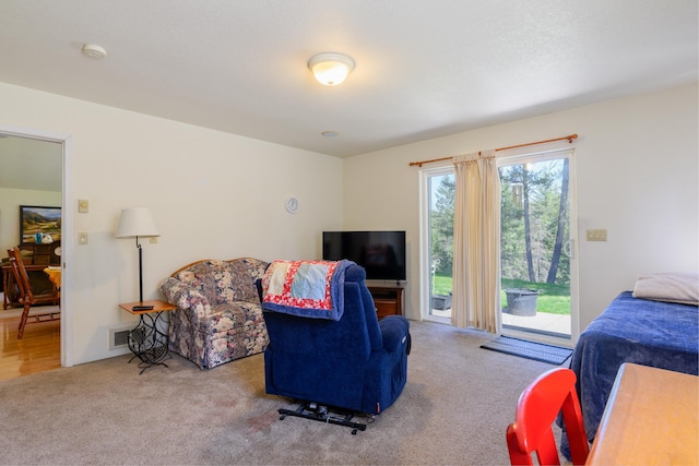 carpeted living area with visible vents