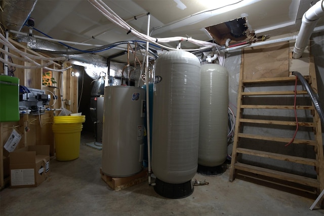 utility room with electric water heater