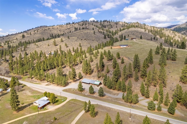 drone / aerial view with a rural view and a mountain view
