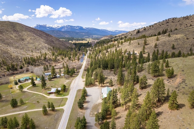 drone / aerial view with a mountain view