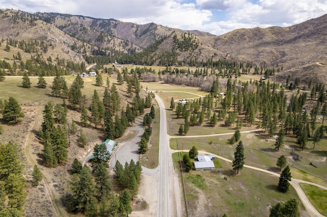 bird's eye view with a rural view and a mountain view