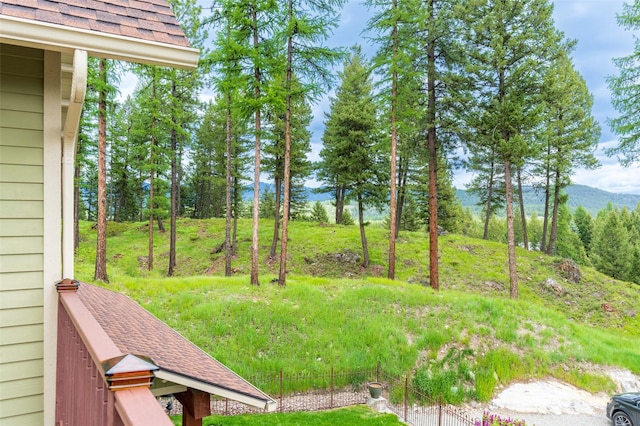 view of yard with a mountain view