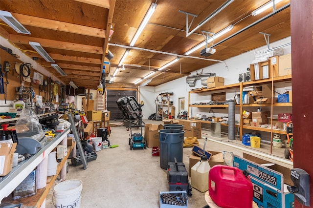storage room with a garage