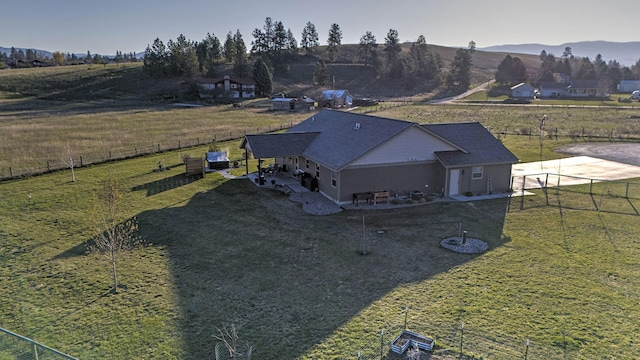 aerial view with a rural view and a mountain view