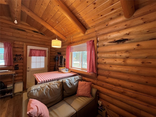 557 Crows Nest Main St, Haugan, MT 59842 - bedroom featuring dark wood-style floors, multiple windows, and wood ceiling