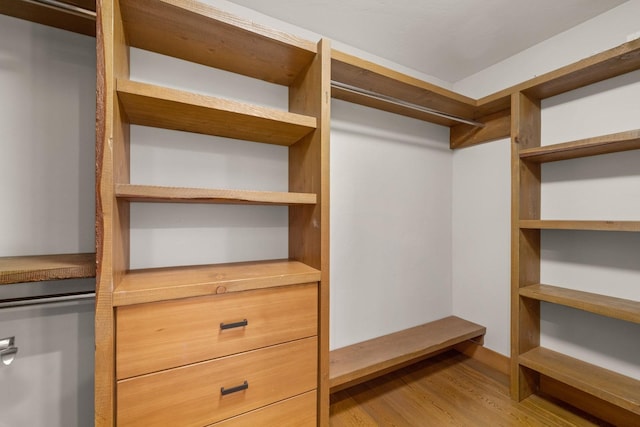 walk in closet featuring wood finished floors