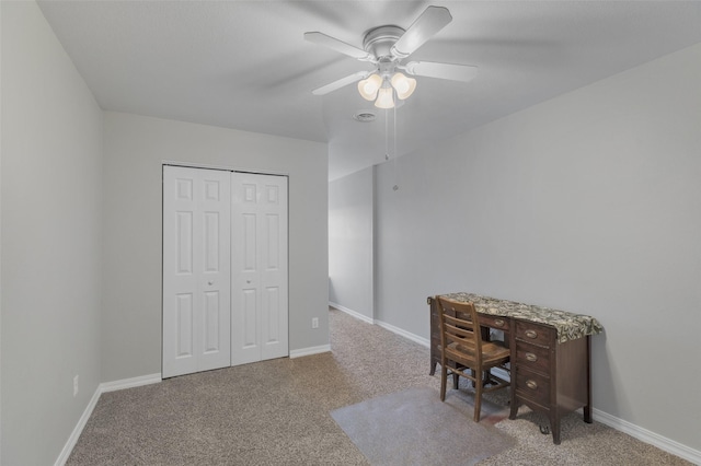 208 40th Ave NE, Great Falls, MT 59404 - office area featuring carpet floors, a ceiling fan, and baseboards