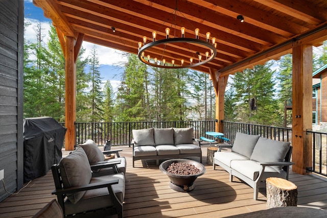 14 Marina Crest Ln, Whitefish, MT 59937 - wooden terrace featuring an outdoor hangout area and area for grilling