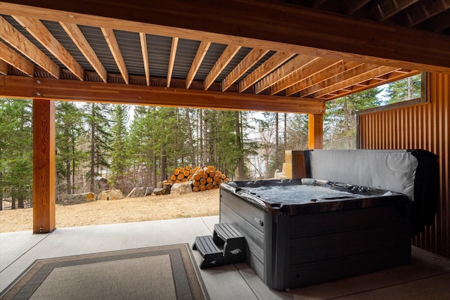 14 Marina Crest Ln, Whitefish, MT 59937 - view of patio featuring a hot tub
