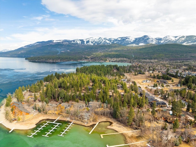14 Marina Crest Ln, Whitefish, MT 59937 - bird's eye view featuring a water and mountain view