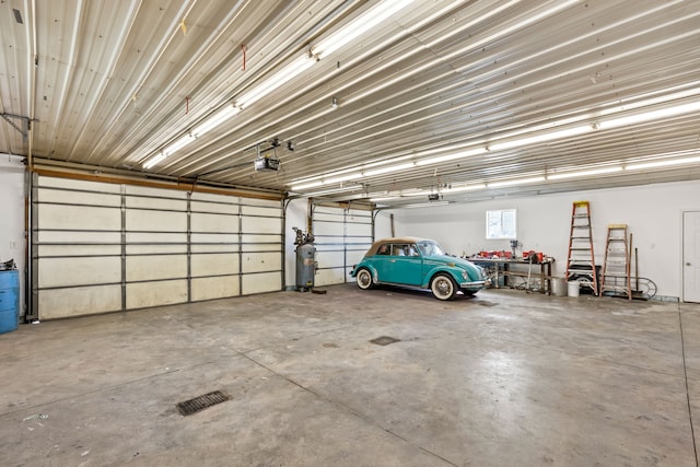 garage with a garage door opener