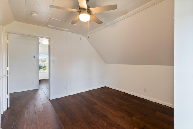 309 7th Ave W, Polson, MT 59860 - bonus room with vaulted ceiling, a ceiling fan, and dark wood-type flooring